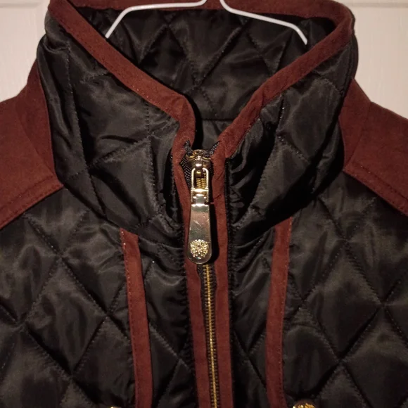 Vince Camuto Black and Brown Quilted Utility Jacket - Picture 5 of 7